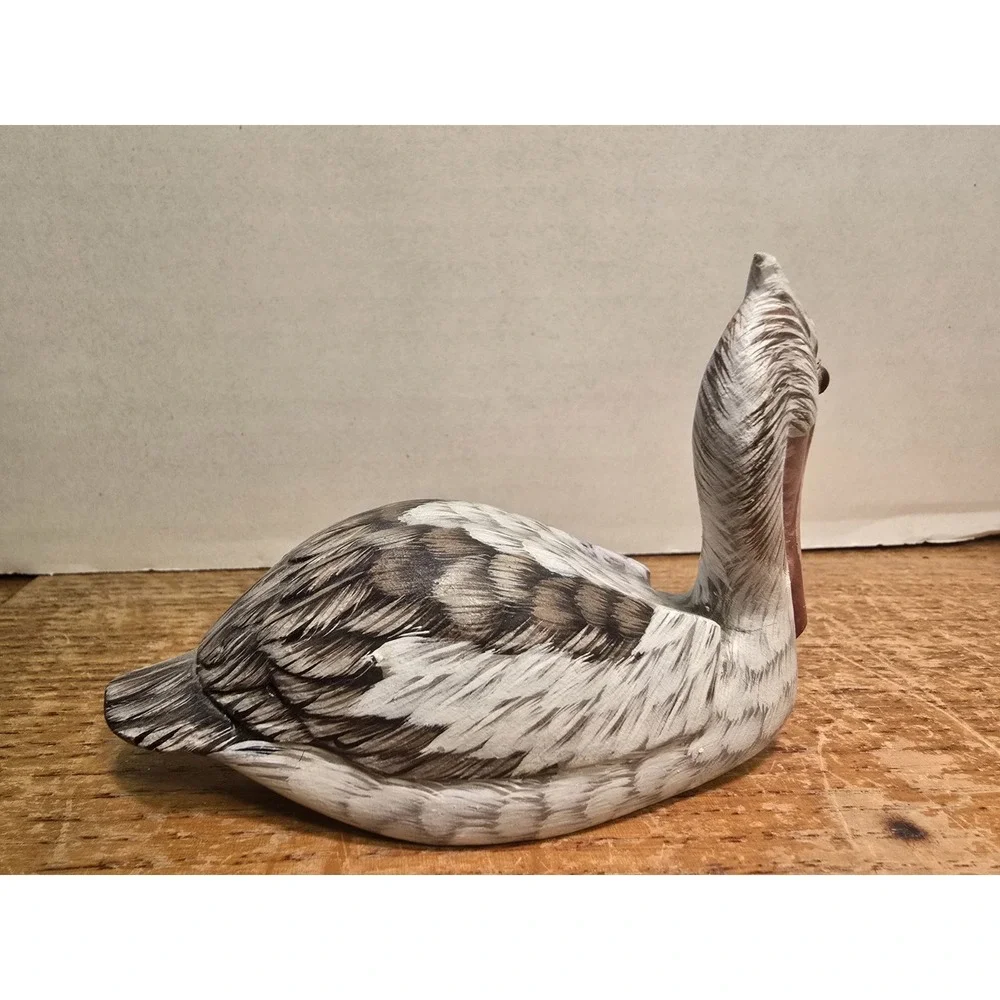 Hand Carved Hand‎ Painted Wood Pelican Figurine Bird 4